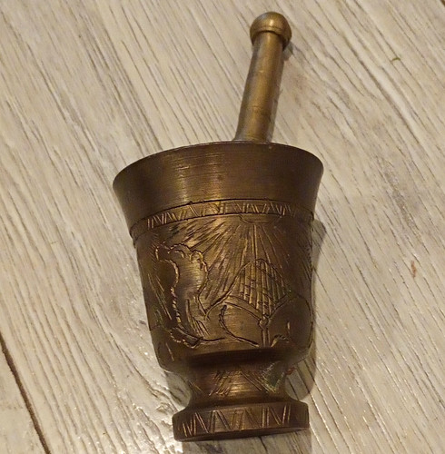 Messing mörser mit stößel - mörser,